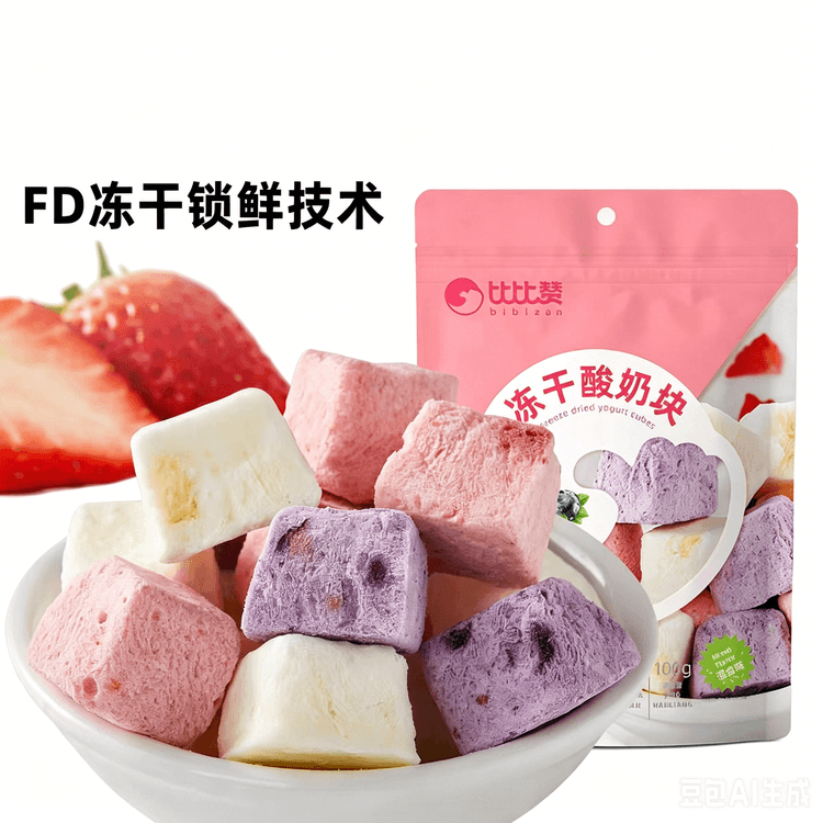 ヨギーギフード Freeze-Dried Yogurt Cubes Mixed Flavors, 100g/bag - Yami.com
