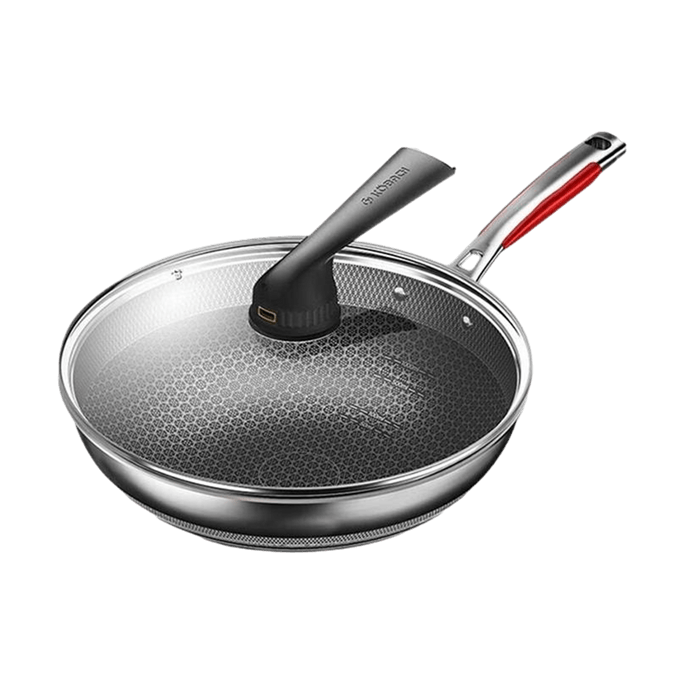 304ステンレススチール製ハニカム中華鍋 傷に強くお手入れ簡単 30cm