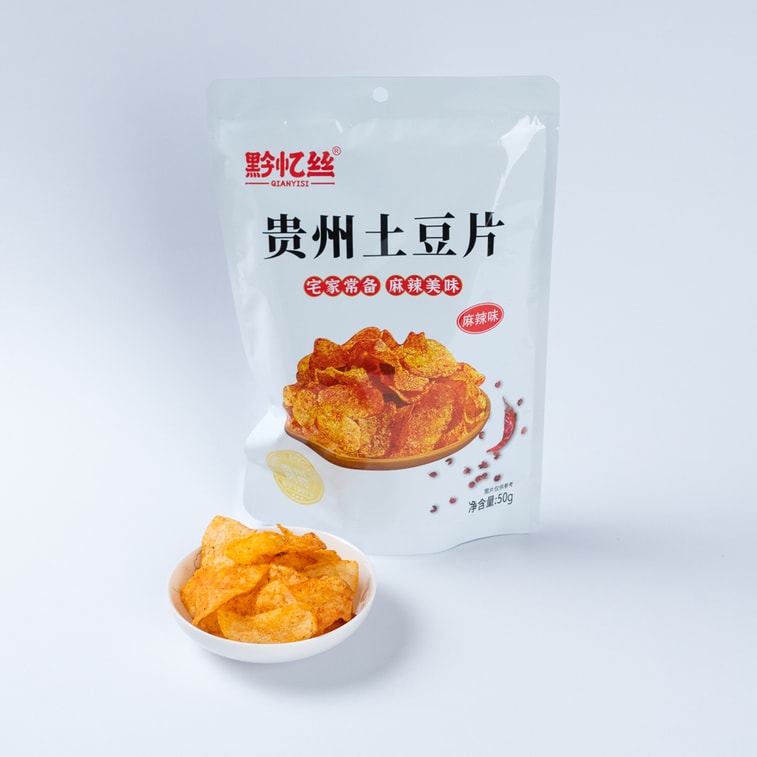 Qianyisi Spicy Potato Chips Guizhou Specialty Snack Crispy Ready-to-Eat Treat [50g*3 packs] 6