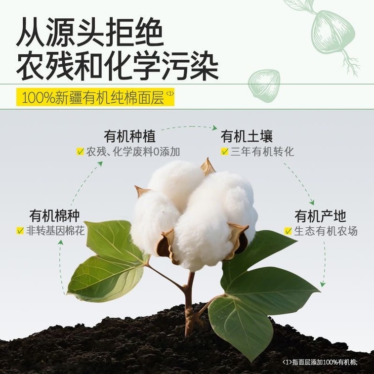 自由点 有机纯棉卫生巾 I类婴幼儿级认证 超薄月经垫 瞬吸姨妈巾 护垫 防侧漏 柔软亲肤 呵护私密部位 日用 240mm 8片/包 4