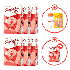 韓國 Teazen 康普茶0蔗糖低卡飲料 覆盆子口味 5g*10包入 *12盒【富含乳酸菌益生元 一杯僅15卡 】買6盒送6盒 到手12盒 + 送水杯