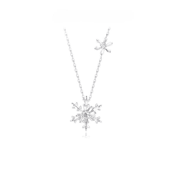 Silver Snowflake Necklace For Women Light Luxury Design Minimalist & Premium Clavicle Chain 45cm