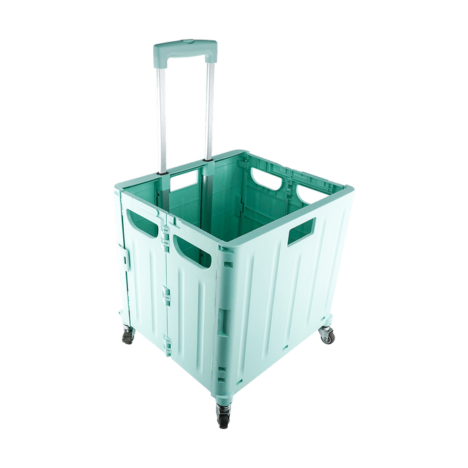 Folding Cart Collapsible Rolling Crate on Wheels Green 65L