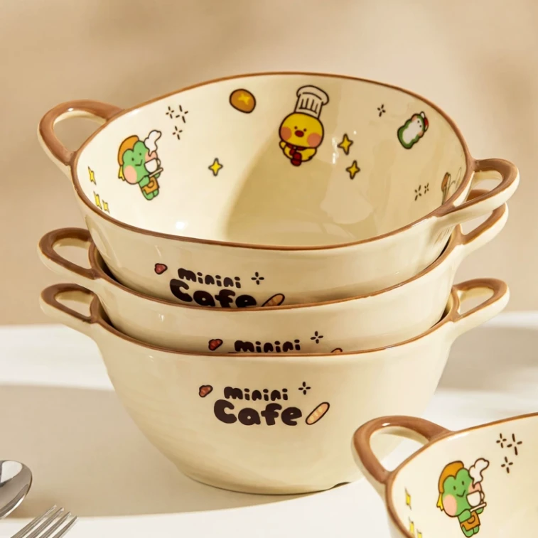 Ceramic Ramen Bowl with Handles, Instant Noodle Bowl, Home-Use Luosifen Bowl, 2026 New Arrival, Large Soup Bowl, Personal-Size Bowl  [Deep, Large Capacity] Bowl with Handles - 8 inches [Approx. 1600ml 3