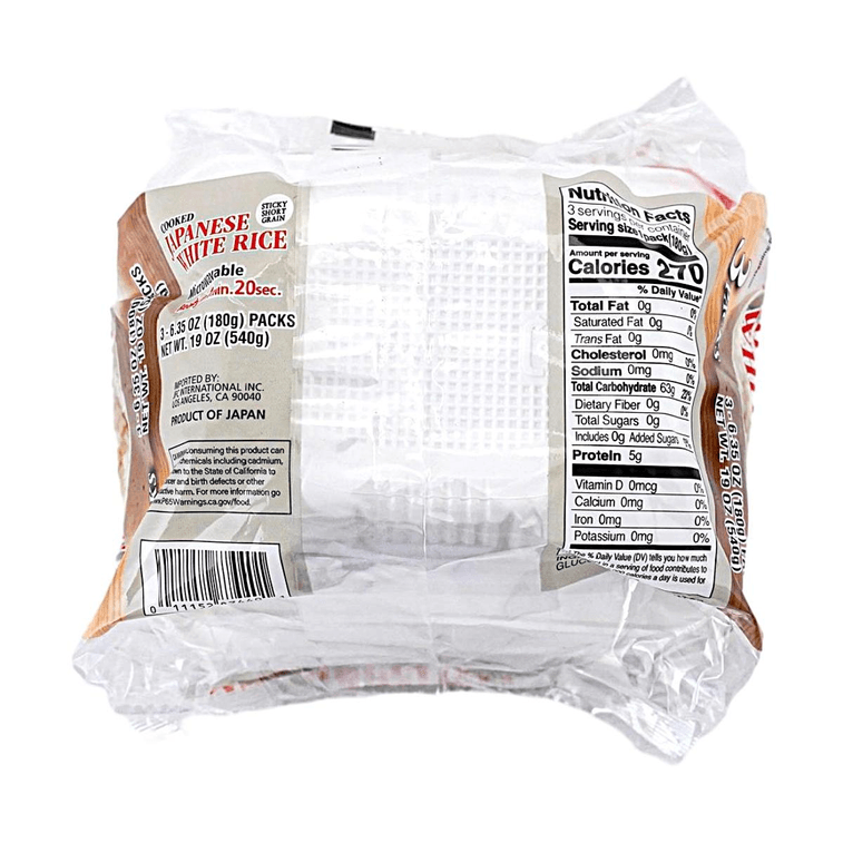 Cooked Japanese White Rice ,3 Packs, 19 oz 【Microwavable Ready in 20 Sec】 3