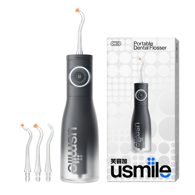 【香港直郵】 USMILE 沖牙器C30新款家用無線水牙線便攜式戶外清潔口腔矯正專用-黑色