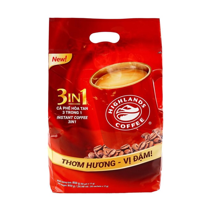 越南HIGH LANDS高地 速溶咖啡 三合一拿铁咖啡粉 袋装 850g 