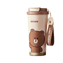 Brown Bear Thermal Mug 316 Stainless Steel Straw Mug High-value Children's Thermal Dual Drinking Mug 500ml