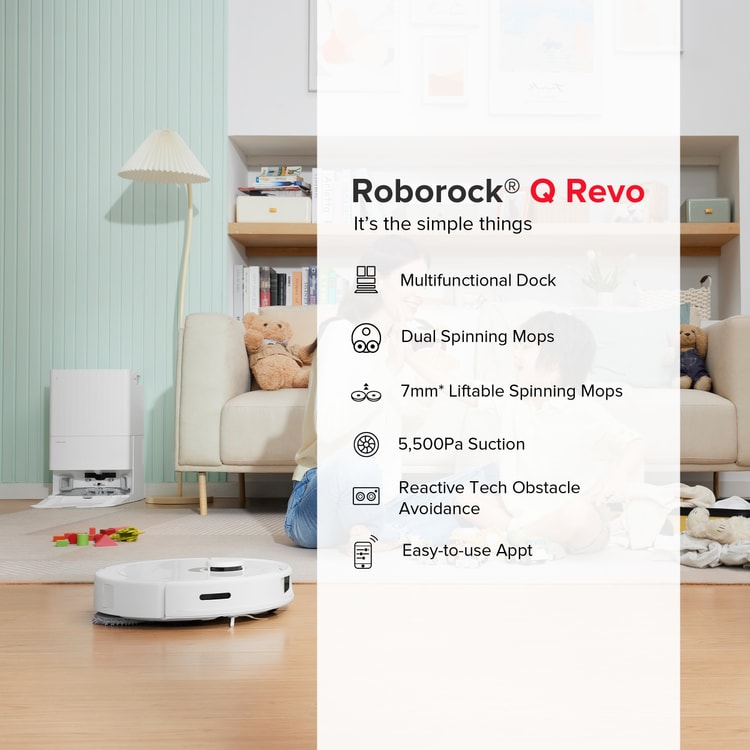 Roborock® Q Revo Robot Vacuum and Mop with Self-Emptying Self-Drying 5500Pa  Suction in white 