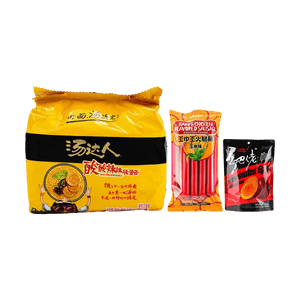 Taiwanese Spicy Pork Bone Flavor Noodles & Marinated Eggs & Ham Flavored Chicken Sausage 【Midnight Snack Value Combo】