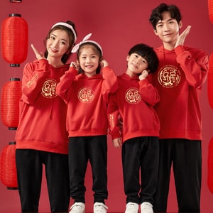 New New Year China-Chic Celebration Warm Adult Sweater Red Hooded Plush Sweater S