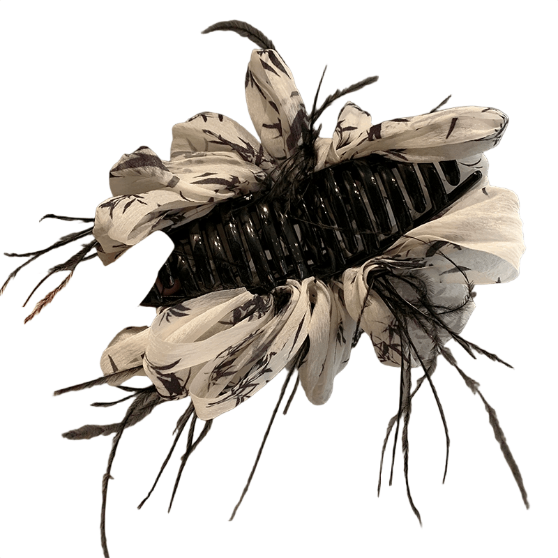 美佳严选 新中式水墨蝴蝶结抓夹超仙羽毛发夹鲨鱼夹*1