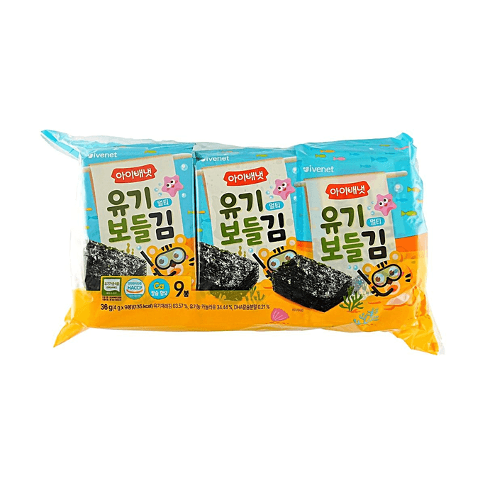 Baby Organic Seaweed 0.14oz*9 packs 1.27oz 【유기농 인증】【DHA & 칼슘 첨가】