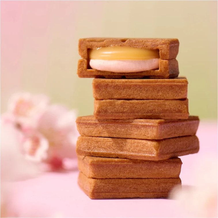 【日本直邮】 日本 press butter sand 期间限定 草莓樱花夹心巧克力 黄油三明治饼干 5个装 4