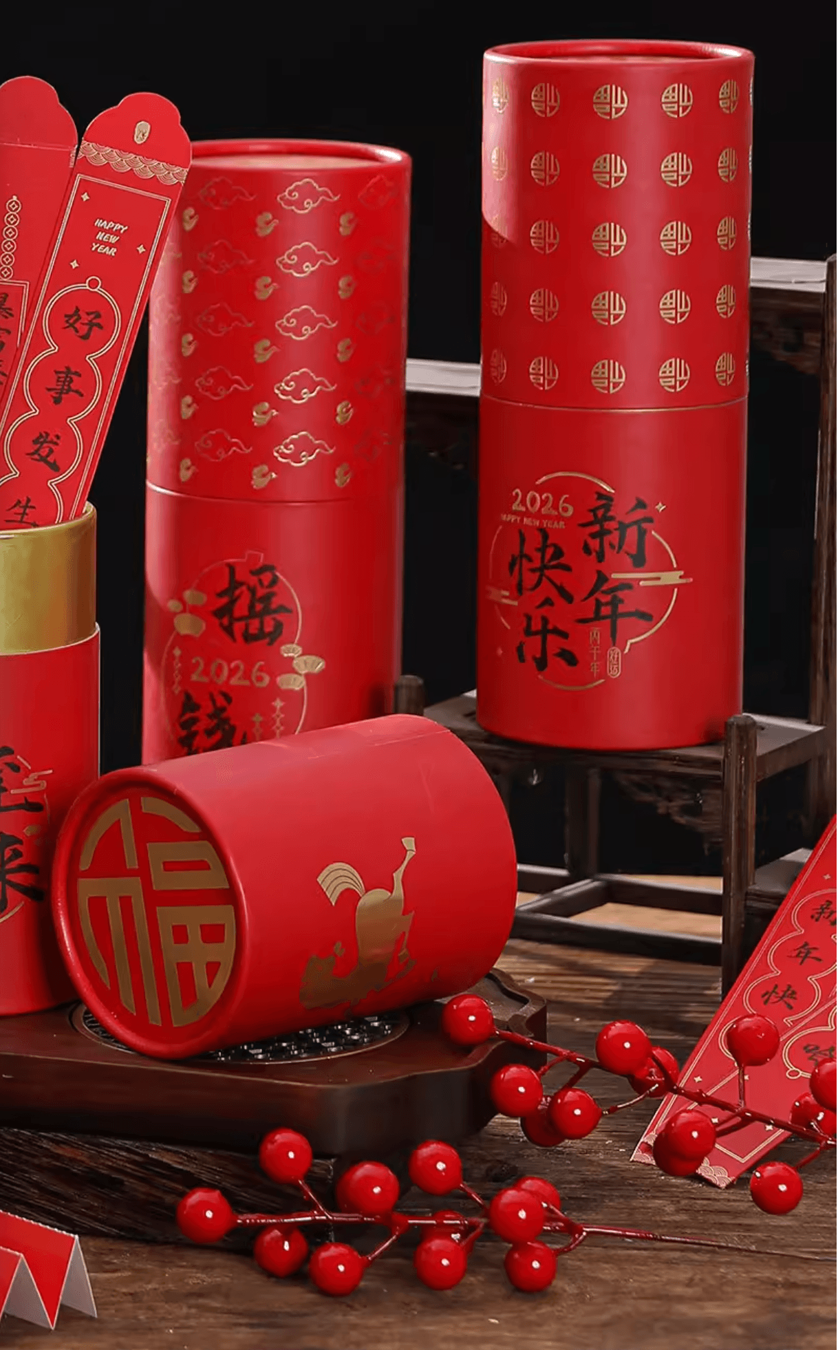 食颜派 新年快乐抽签桶红包 一桶装 【摇一摇 抽一抽 笑口常开好彩自然来】