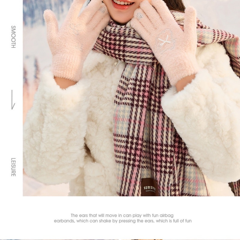 【中國直郵】 三福 趣味結形五指手套 可愛戶外保暖手套 蘋果黃 均碼一雙裝