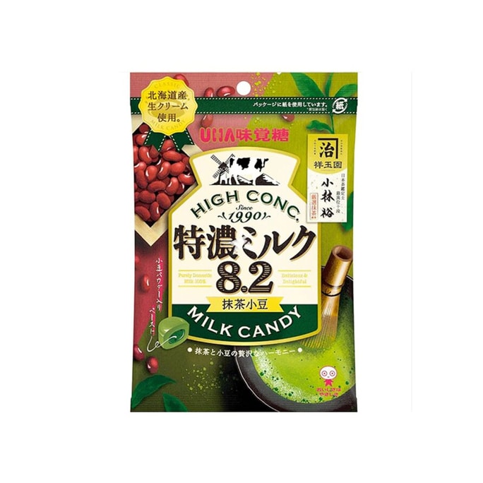 【日本直邮】UHA悠哈味觉糖 特浓牛奶糖8.2北海道产奶油使用 抹茶红豆味 70g
