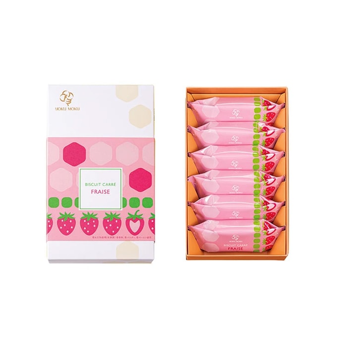 [일본 직통 메일] YOKUMOKU 여름 한정 두꺼운 한 입 쿠키 선물 상자 딸기 맛 6봉지