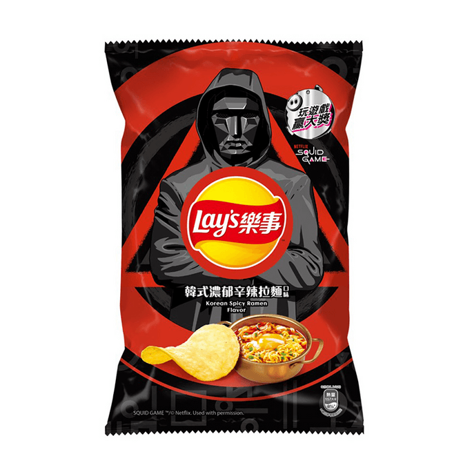台灣版LAY'S樂事 洋芋片 韓式濃鬱辛拉麵口味 59.5g【魷魚遊戲聯名限定】