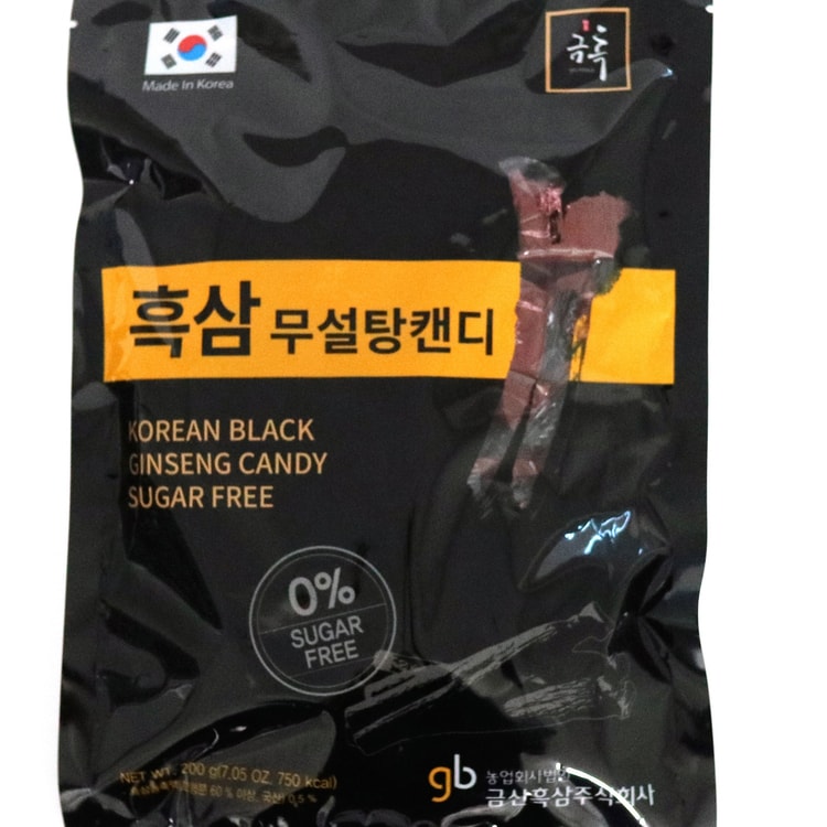 韓国の金鶴高麗人参黒飴は完全無糖（1袋200g×3袋（600g））