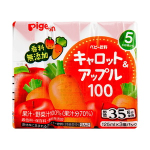 3개월+ 유아용 과일 주스 100 당근 사과 4.23 oz * 3병