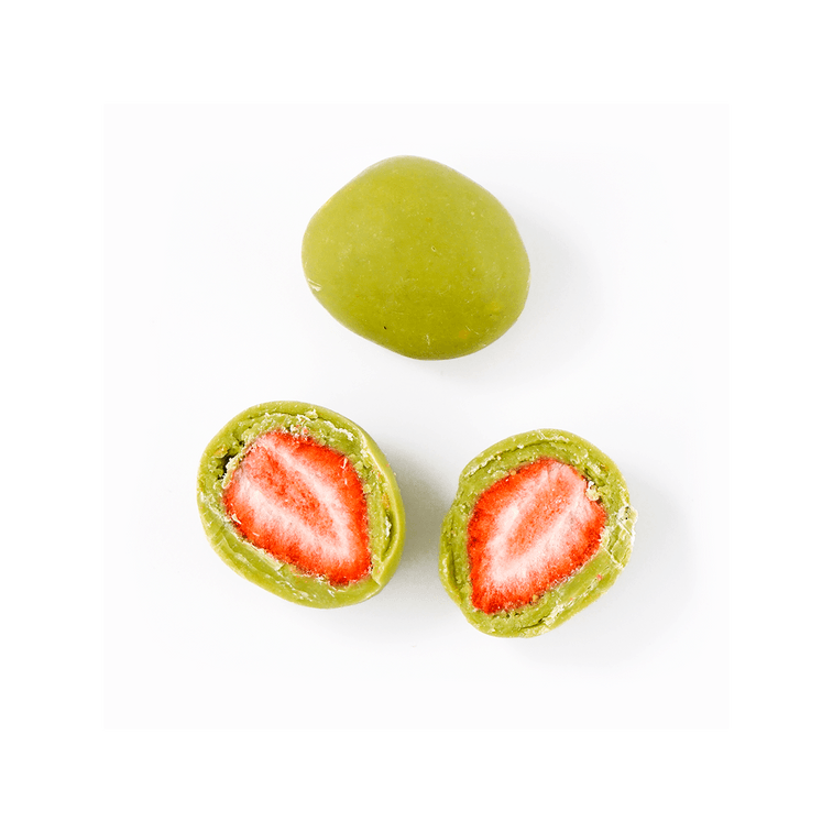 Fraise entière lyophilisée enrobée de chocolat saveur matcha 60g 4
