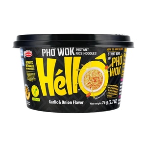 Hello Bowl Pho Wok Instant Rice Noodles , Garlic & Onion Flavor , 2.7 oz