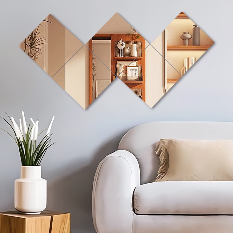 Round‑Corner Acrylic Mirror 30cm×30cm (Spliceable With Multiple Pieces) 1 piece Wall‑Mounted Full‑Length Dressing Mirror Shatter‑Proof Soft Mirror Vanity Mirror For Bathroom Dorm Household Use 7