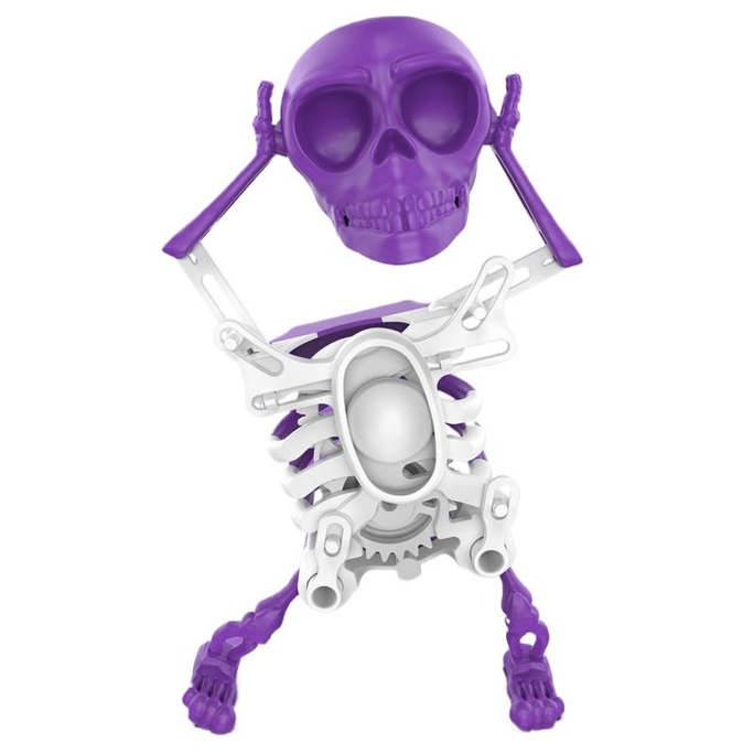 Dancing Skeleton Swinging Clockwork Toy 3D Stereoscopic Skeleton Figure Purple White 17cm