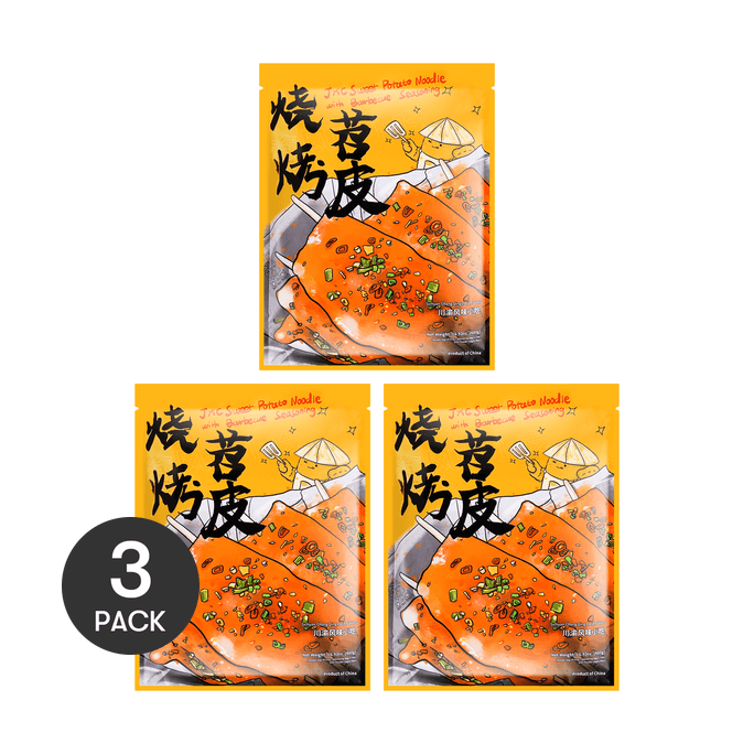 【Value Pack】Sweet Potato Noodles with Barbecue Seasoning - Sichuan Chong Qing Flavors, 16.93oz*3【Value Pack Expiring Soon】