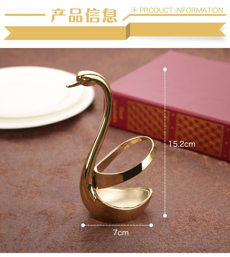 【中國直郵】 智家 水果叉304不鏽鋼水果叉小叉子創意可愛天鵝座套裝銀色6叉+1個天鵝座