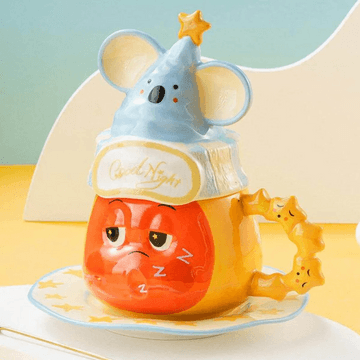 川島屋 星星人杯具套裝 無尾熊杯 馬克杯帶蓋子 400ml