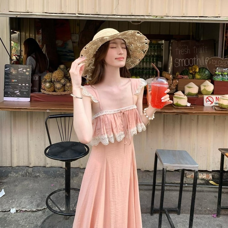 【加拿大直郵】 加拿大 SCENARIO 薔薇微風蕾絲長裙 S-M碼 粉紅色 粉紅色 S 5