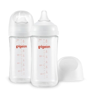 Glass Nursing Bottle Wide Neck | Easy To Clean | Heat-Resistant | 8.1 Oz (Pack Of 2) Includes 2 M Nipples (3m+)