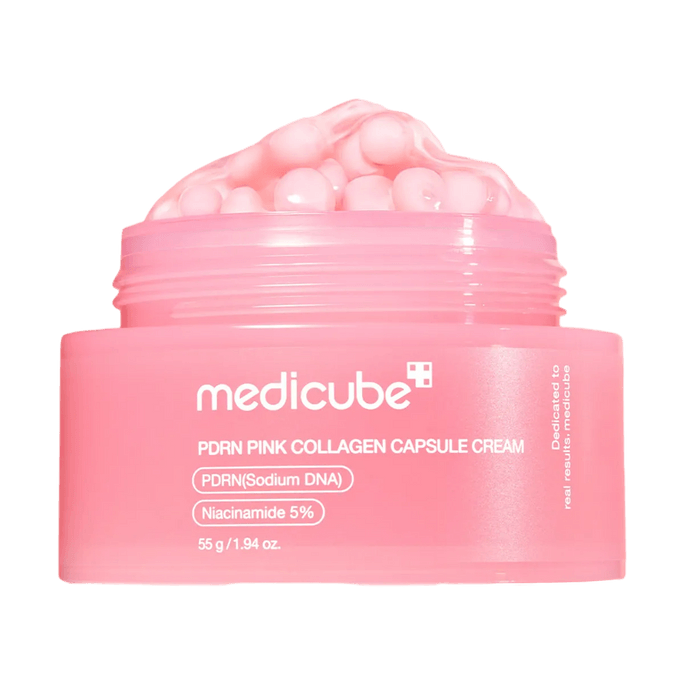 韩国MEDICUBE美蒂秋芙 PDRN粉色胶原蛋白胶囊面霜 三文鱼原液微囊 55g 美白保湿 淡化斑点瑕疵 提亮通透 饱满光滑 敏感肌可用