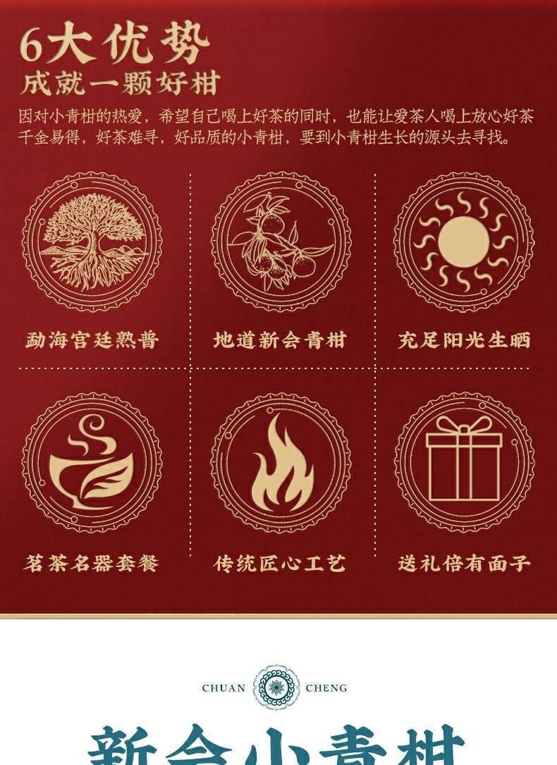 福茗源 小青柑普洱茶-黑色匠心心韵系列 16粒茶+茶具5件套