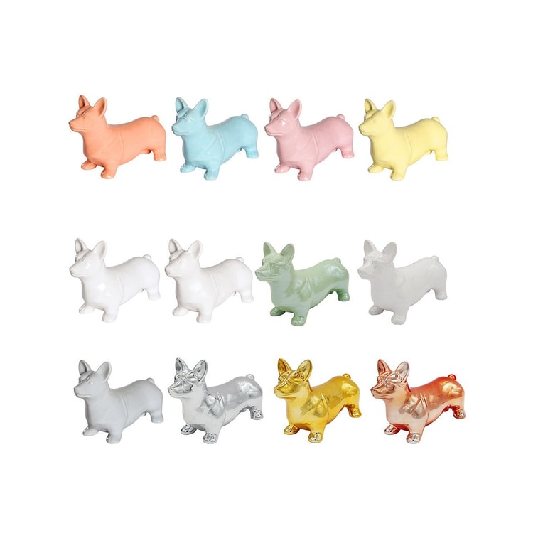  Petorama 站姿柯基陶瓷狗家居擺飾-亮灰色 7