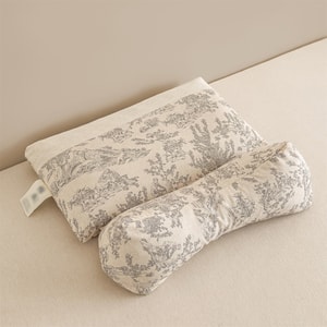 Triangular Traction Buckwheat Neck Pillow, Cotton And Linen Removable And Washable, Relieves Cervical Discomfort And Improves Sleep Dream Manor Grey Combination Style 1 Set