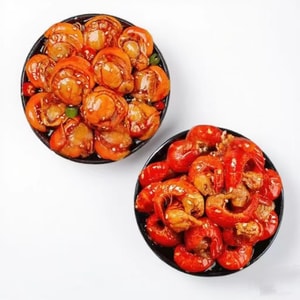 Spicy small seafood juice instant canned seafood bucket Internet celebrity snacks shrimp tail scallops 100g*2 cans