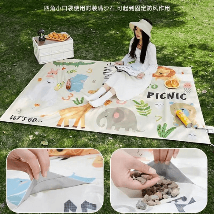 【中國直郵】 FOXTAIL 迷你野餐墊便攜式戶外超輕可折疊海邊草坪露營地墊動物樂園大號145*210CM*1件 3