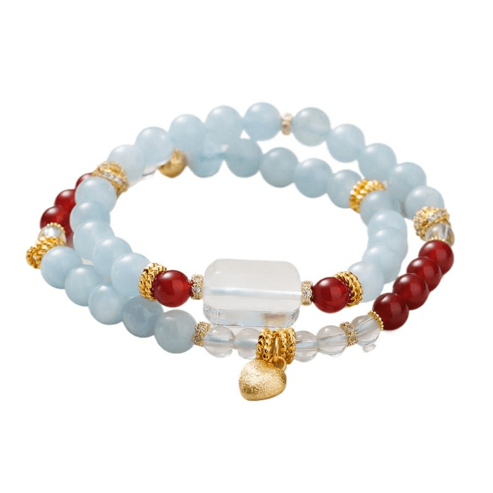 Potala Palace Sea Blue Treasure Agate Bracelet Multi Loop Bracelet Proud Frost 34cm