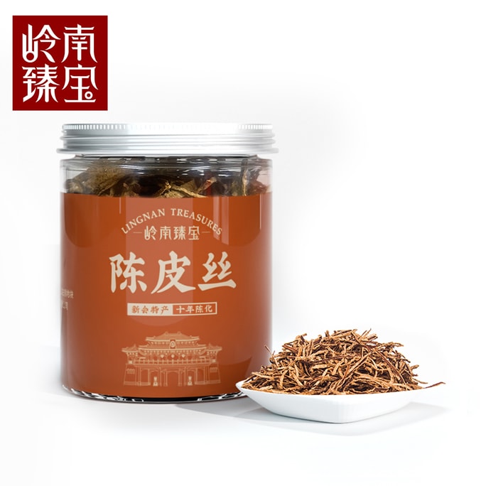 中国 岭南臻宝 新会陈皮丝 (10 十年) 有机 陈皮 茶 不含咖啡因 零糖 汤料 80g