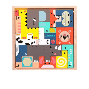 【中国直邮】  猫哆哩 动物俄罗斯方块16块3d立体拼图儿童益智动脑玩具22.5*22.5cm *1件