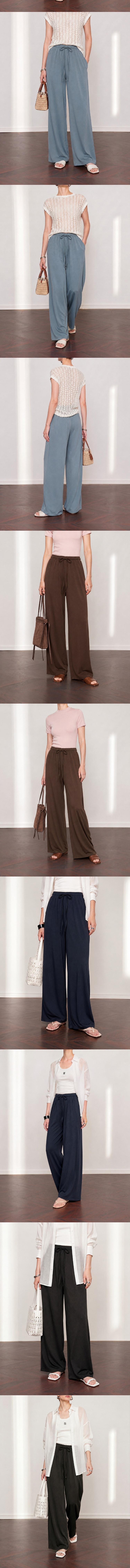 【Livraison directe depuis la Chine】 Pantalon décontracté en soie glacée HSPM bleu brume, longueur étendue M, 1 pièce. Pantalon long décontracté fin avec cordon de serrage et drapé droit.