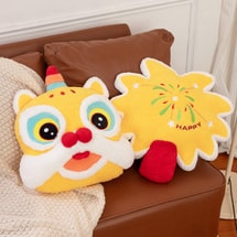 Colorful Fireworks New Year Pillow 40cm, Joyful Holiday Decor