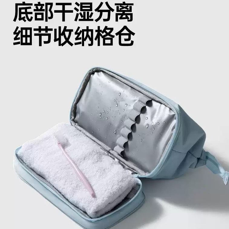 【中國直郵】 佑美 乾濕分離旅行必備神器洗漱包男士沙灘游泳收納包化妝包女 藍色 1個 4