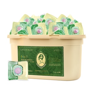 Six-in-One 4-Chamber Laundry Pods with Eucalyptus Oil & Double Fragrance Pop, 60 Capsules. Vanilla Jasmine & Tuberose Scent for Lasting Freshness, Disinfection, Anti-Mite & Color Protection.