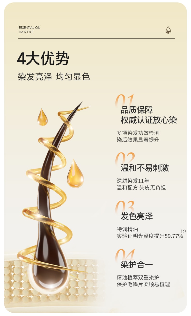 忆丝芸 【适用于齐胸长发】植物染发剂A-4榛果灰棕400ml*1盒(100ml+100ml)*2