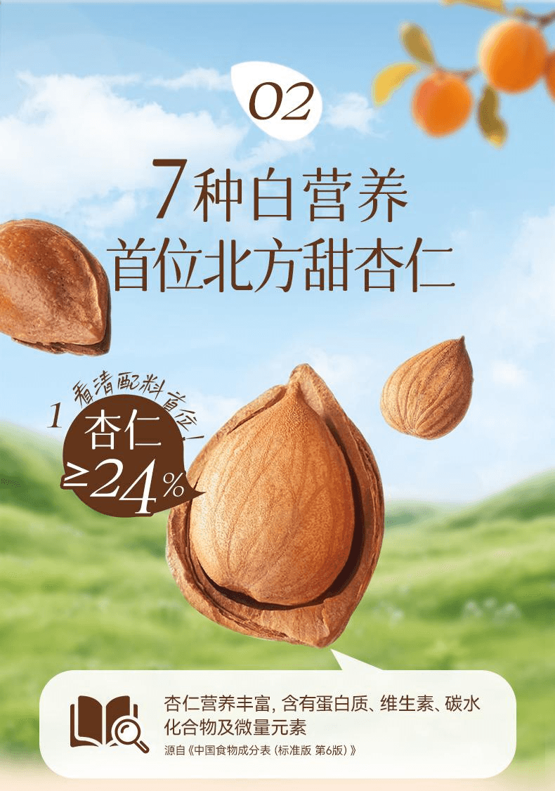 【中國直郵】 北大荒 杏仁七白粉杏仁粉茯苓蓮子百合營養早餐七白飲436g*1桶