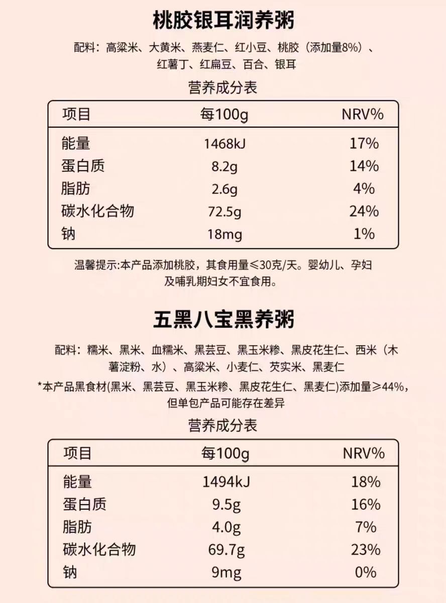 【中國直郵】 燕之屋 燕之坊 七日女神粥五穀雜糧粥組合粗糧八寶粥原料阿膠山藥700g
